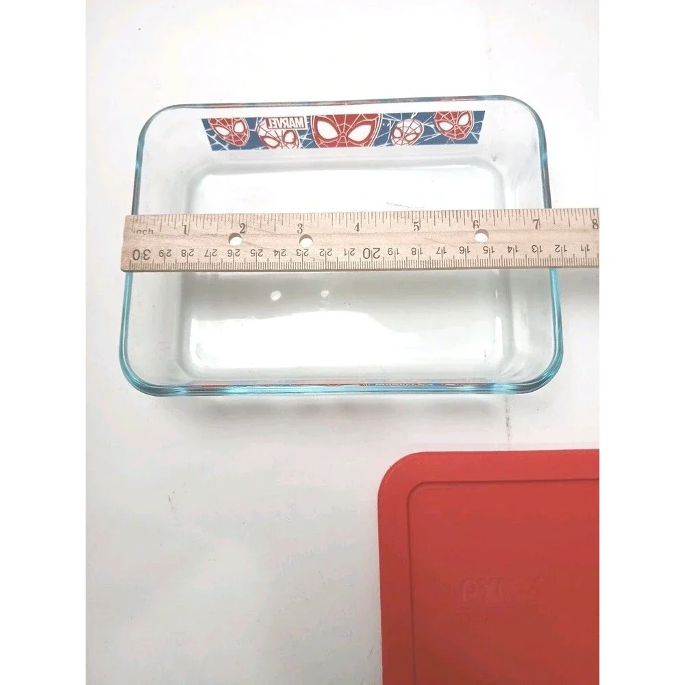 Pyrex Marvel Spiderman Storage Container Rectangular With Red Lid